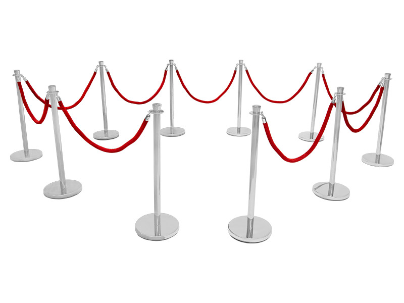 Museum Rope Barriers (10 Posts, Velvet Red)
