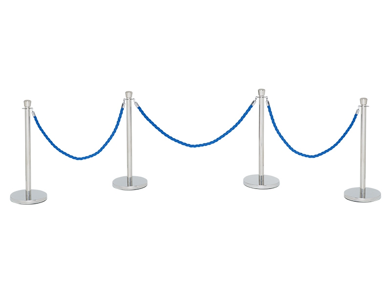 Post and Rope Barrier (4 Posts, Blue)