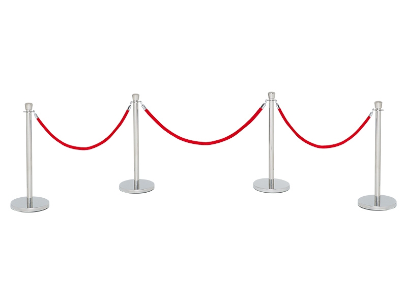 Red Velvet Rope Barrier (4 Posts, Velvet Red)