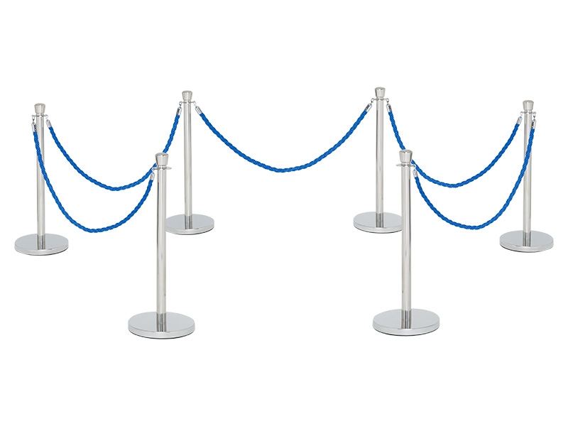 Rope and Post Barrier (6 Posts, Blue)