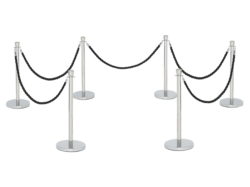 Post and Rope (6 Posts, Black)