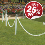 White plastic chain and posts