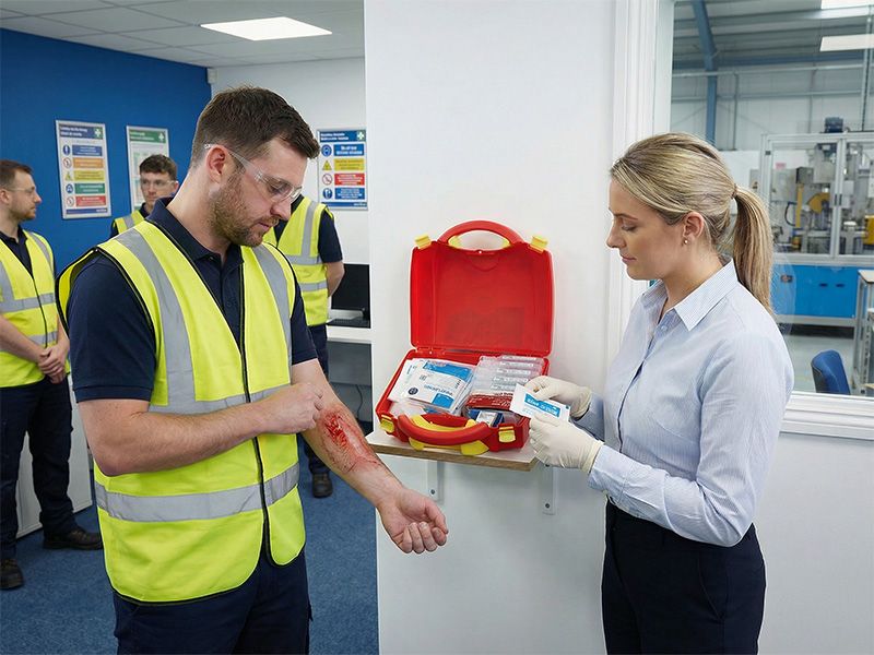 First aid being provided on a construction site