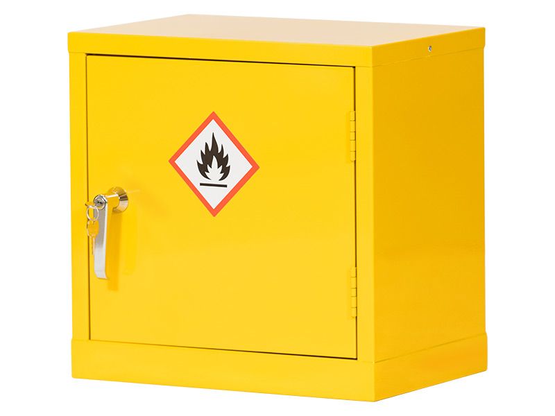 Locked hazardous storage cabinet for COSHH-compliant chemical storage