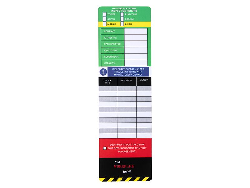 Ladder safety tag inspection record