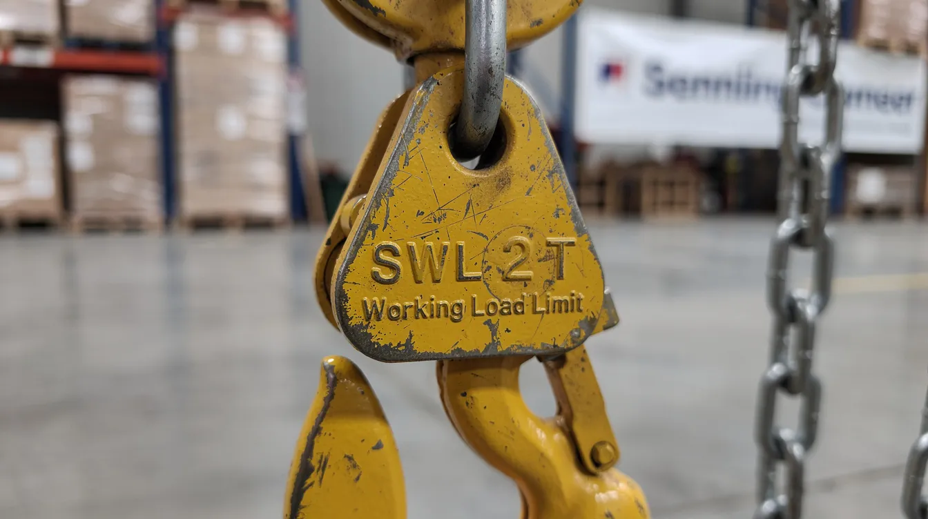 Safe Working Load marking on a lifting hook
