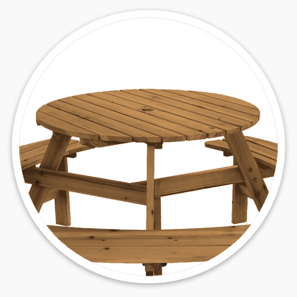 Walnut 6 Seater Round Bench