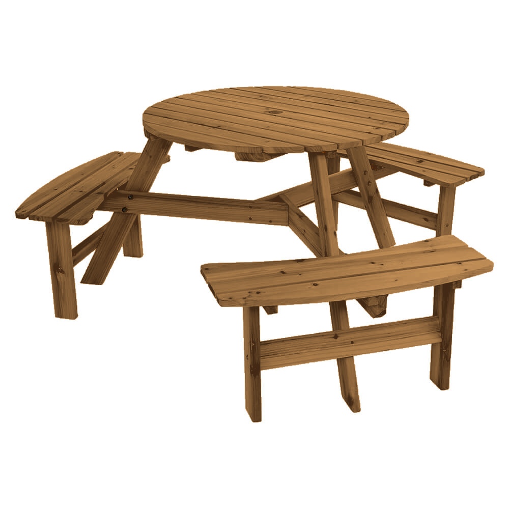 Walnut 6 Seater Round Bench