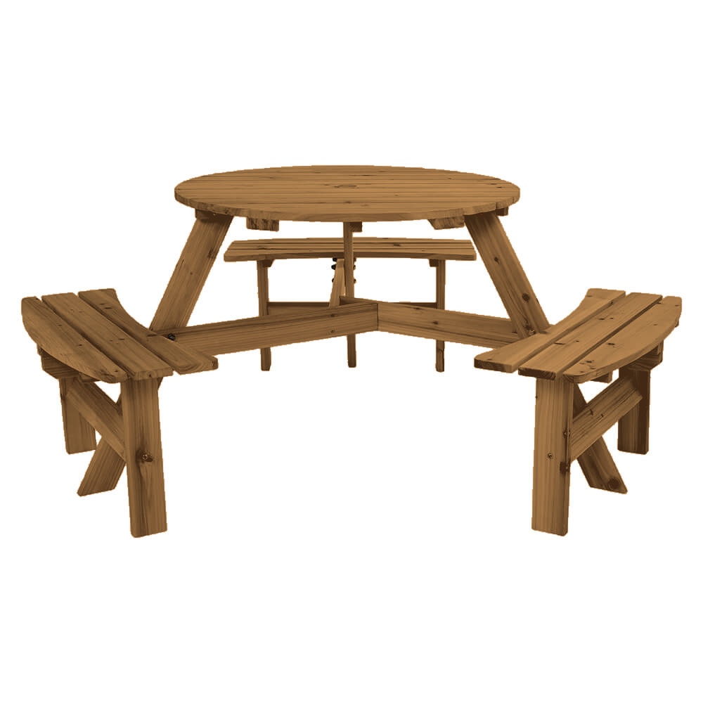 Walnut 6 Seater Round Bench