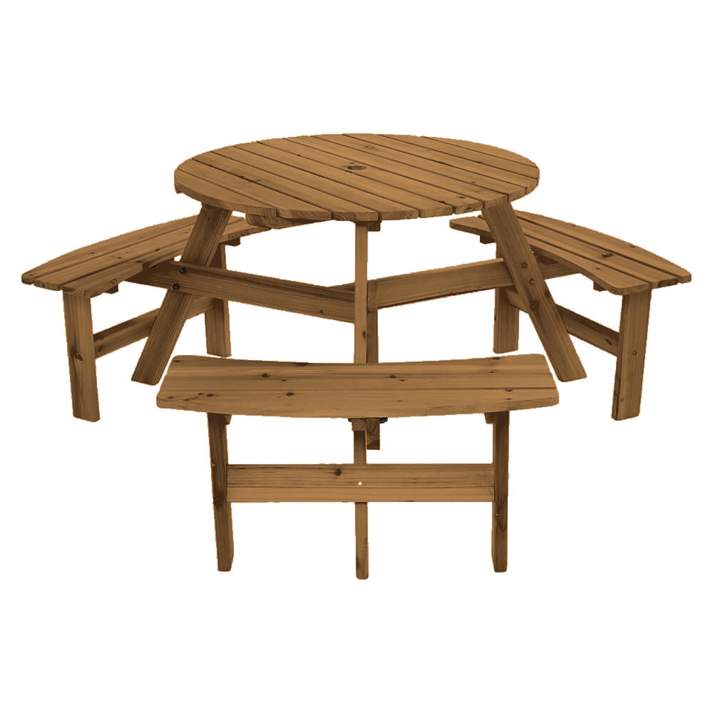 Walnut 6 Seater Round Bench