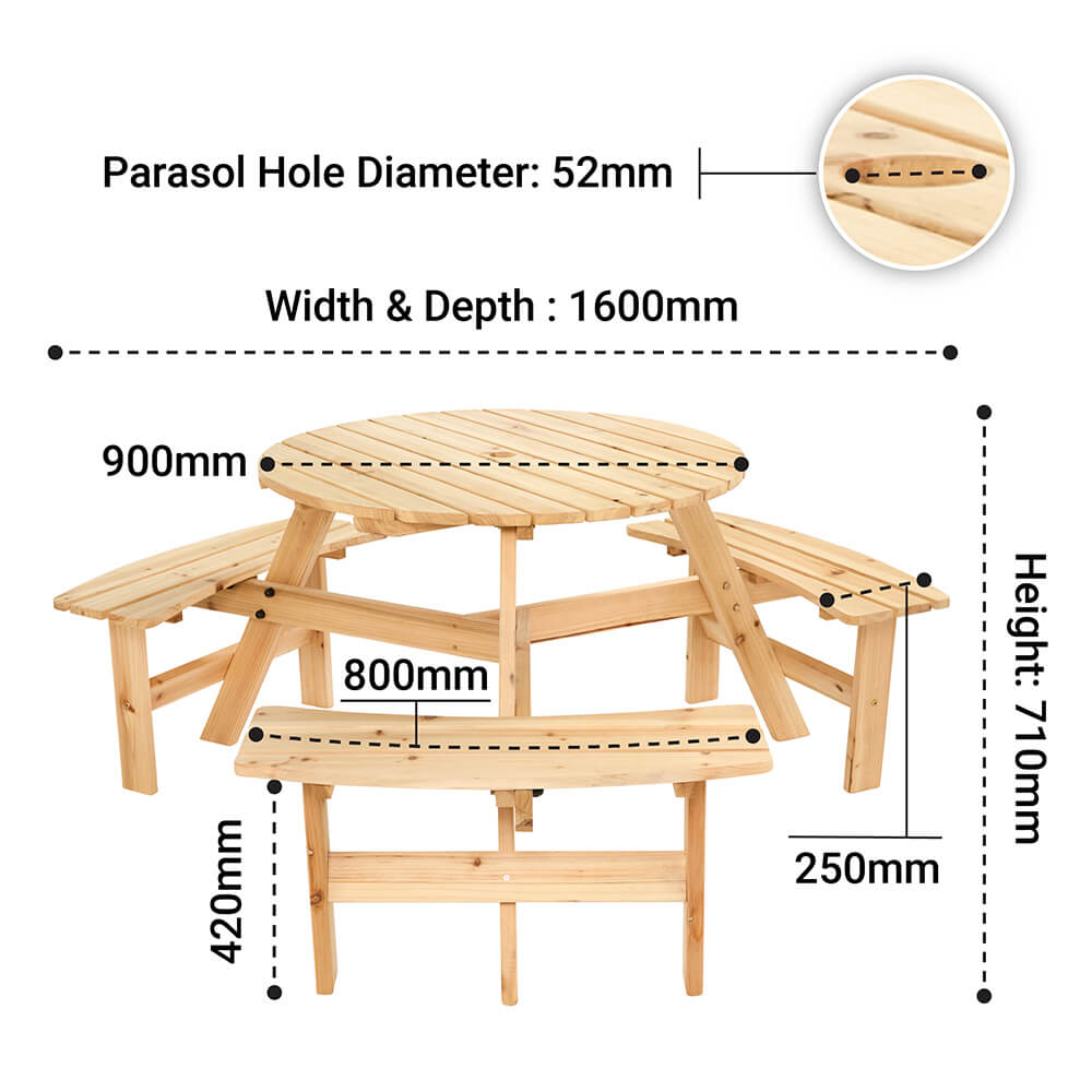 6 Seater Round Bench