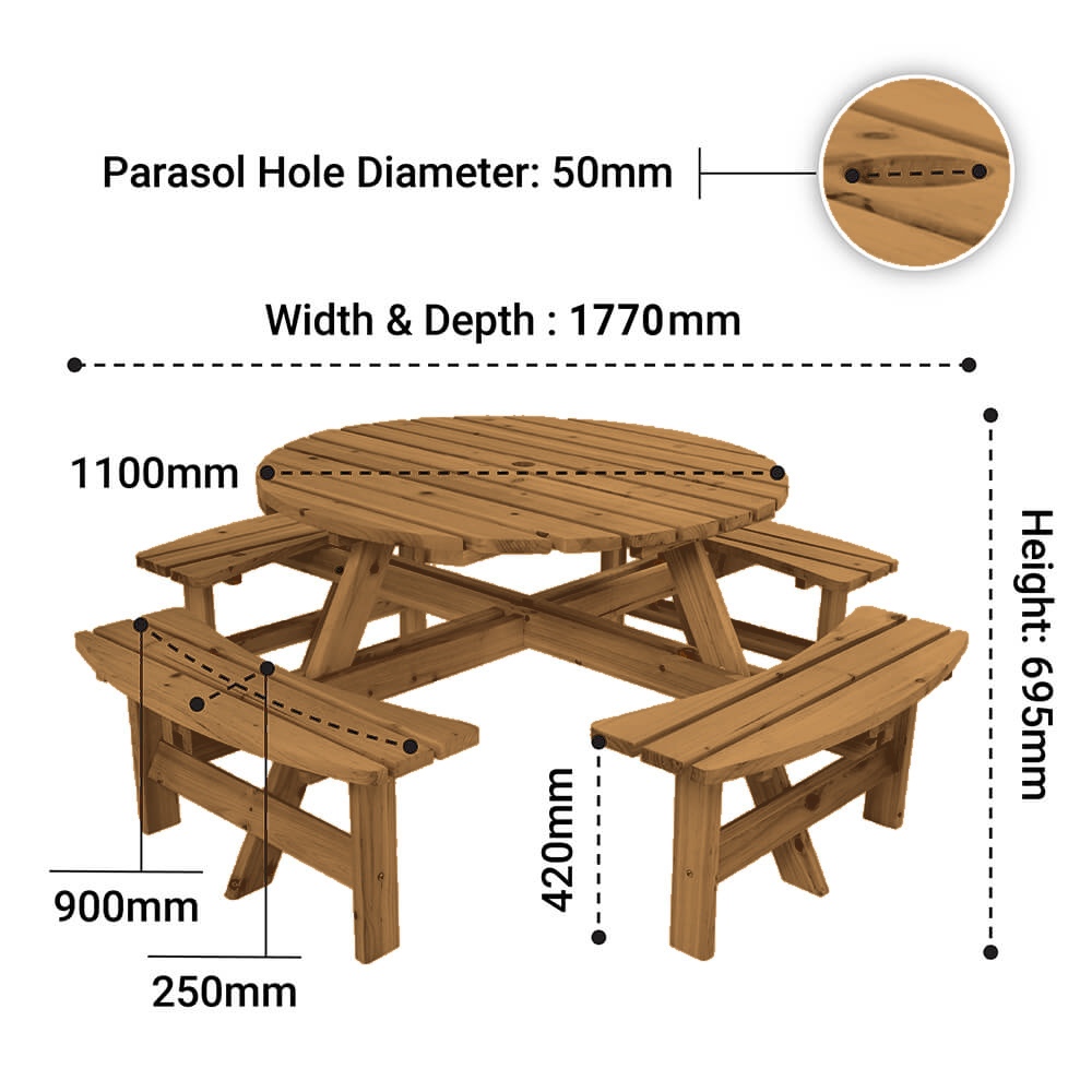 Walnut 8 Seater Outdoor Bench