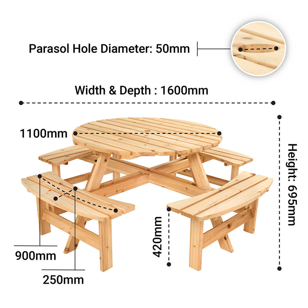 8 Seater Outdoor Bench