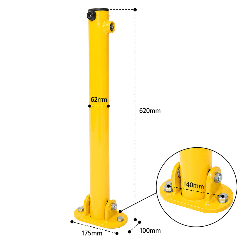 Yellow Folding Parking Post dimensions