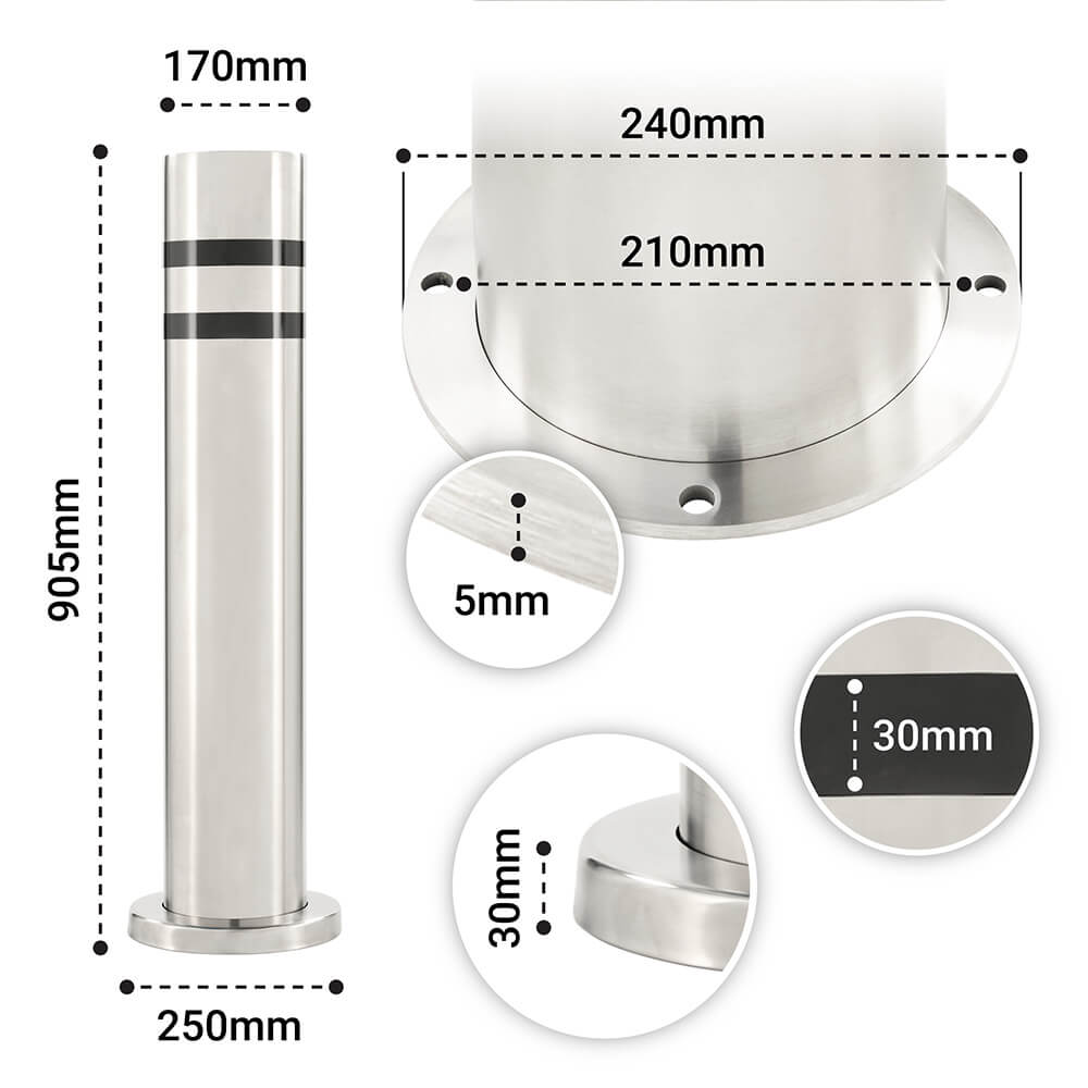 Flat Top Stainless Steel Bollard