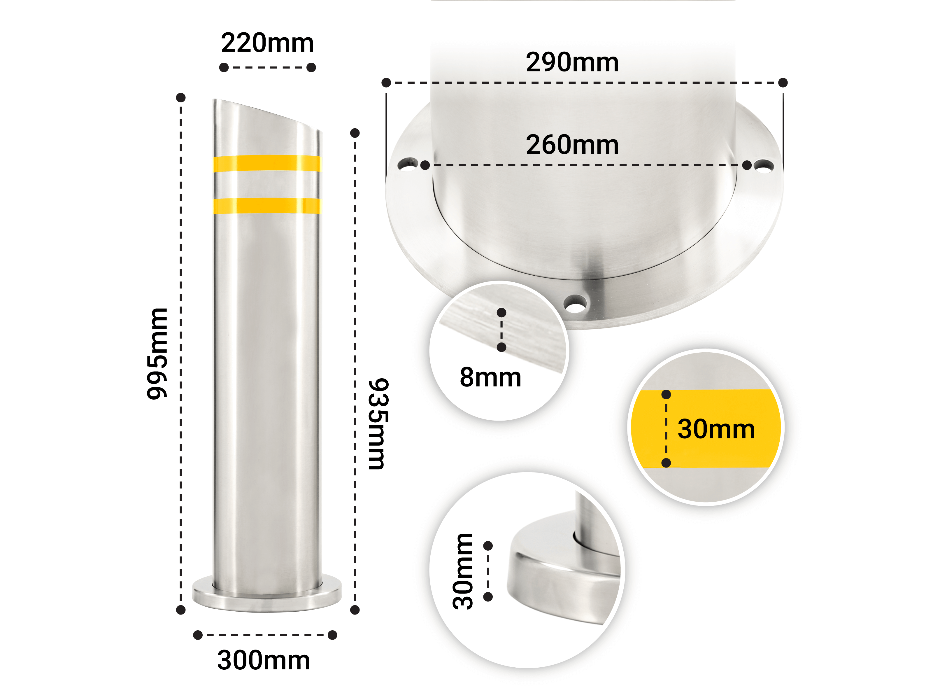 Stainless Steel Mitre Bollard