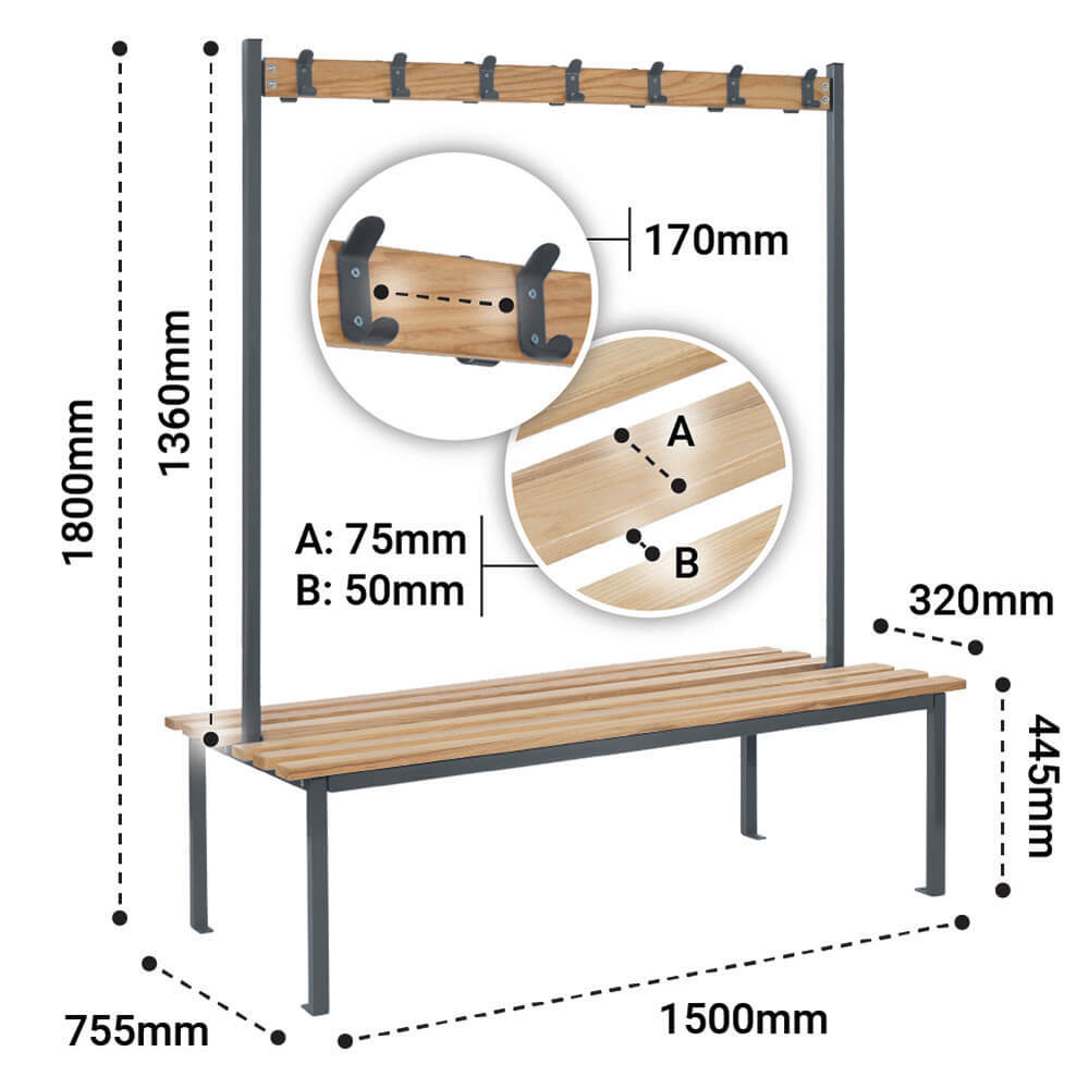 Double Sided Cloakroom Bench