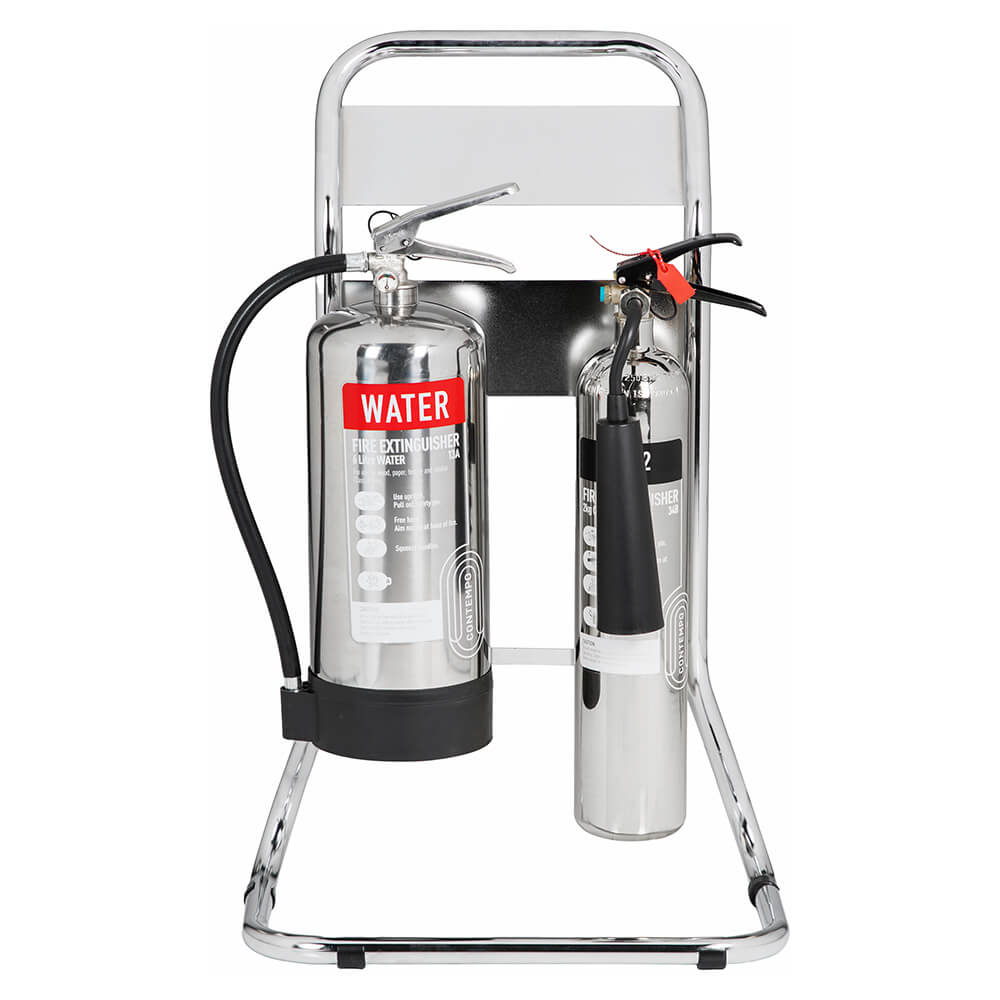 Twin Chrome Fire Extinguisher Stand