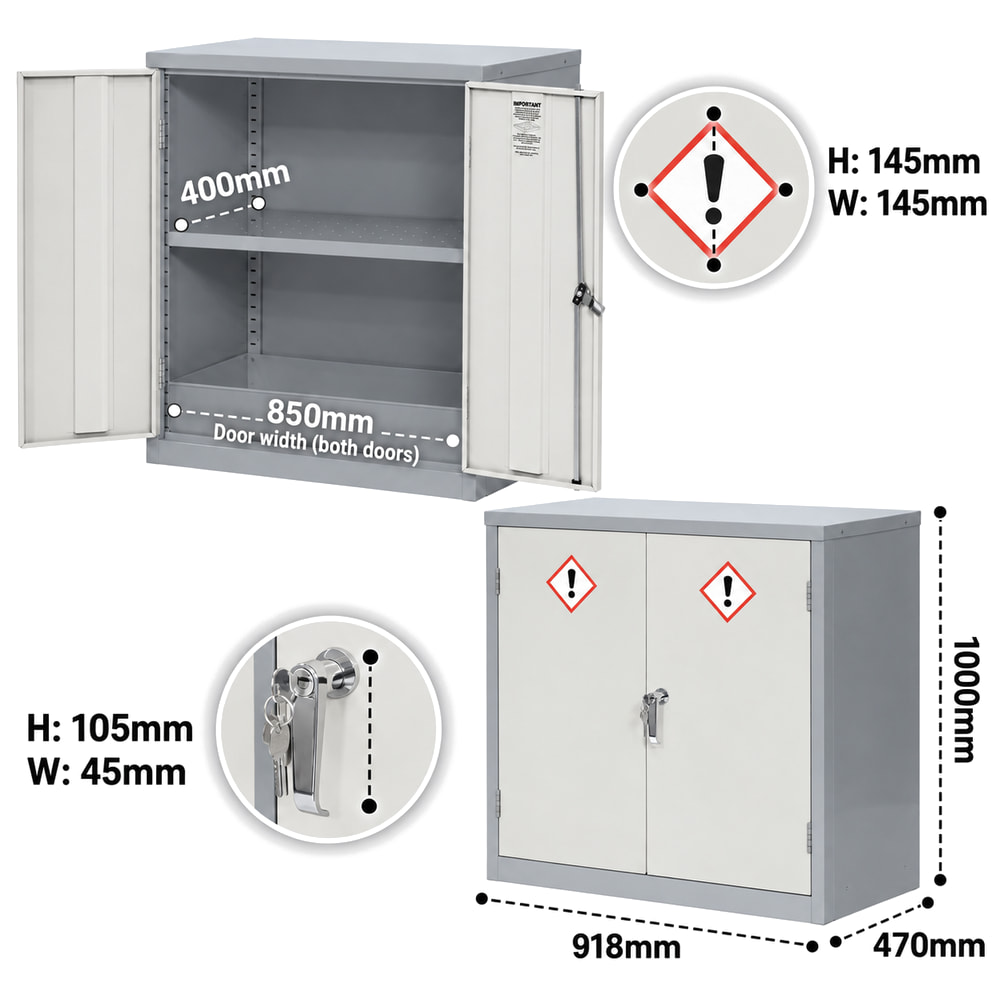 1000mm COSHH Cupboard dimensions