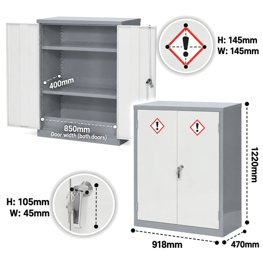 1220mm COSHH Cupboard dimensions