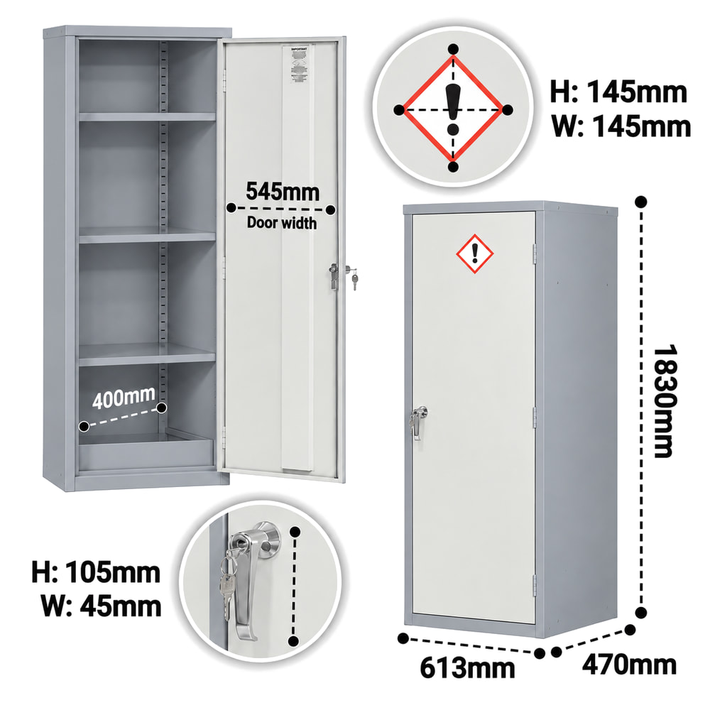 1830mm COSHH Locker dimensions