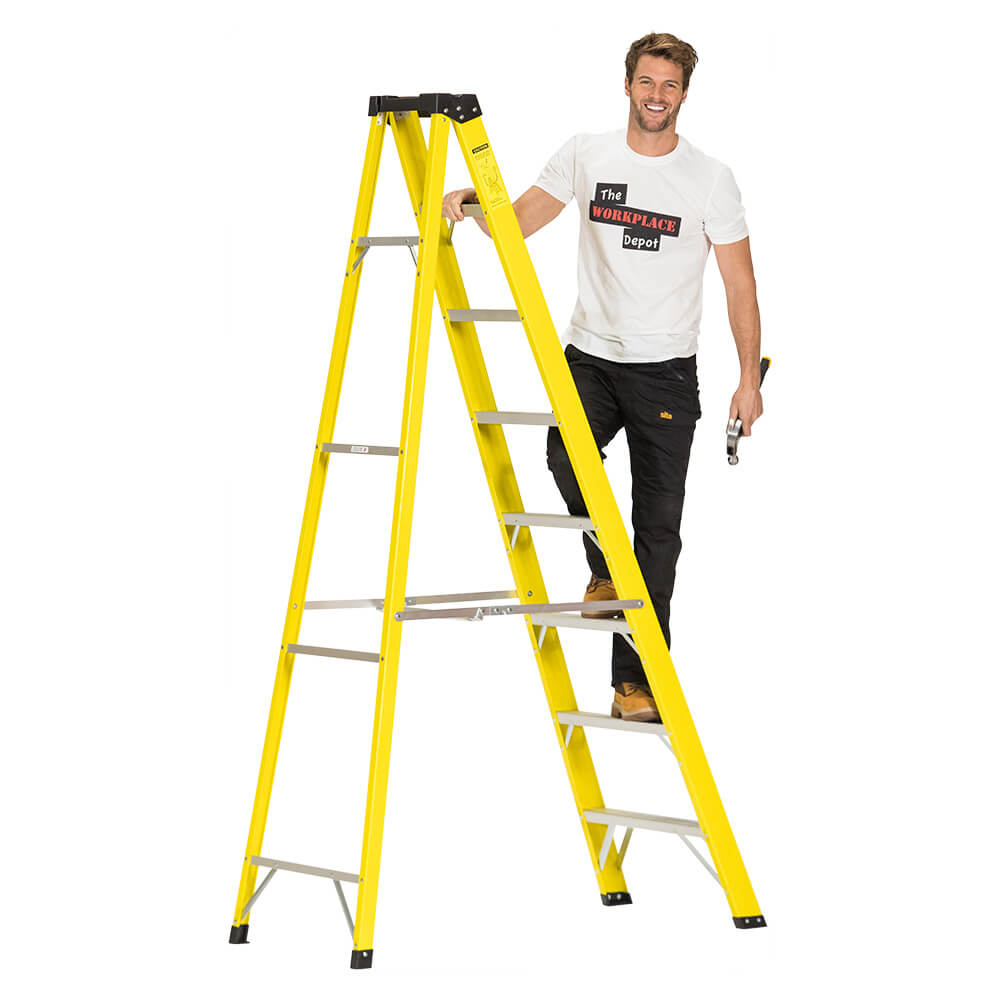 8 Tread Fibreglass Step Ladder - EN131 Professional - 3.5m Approx Working Height