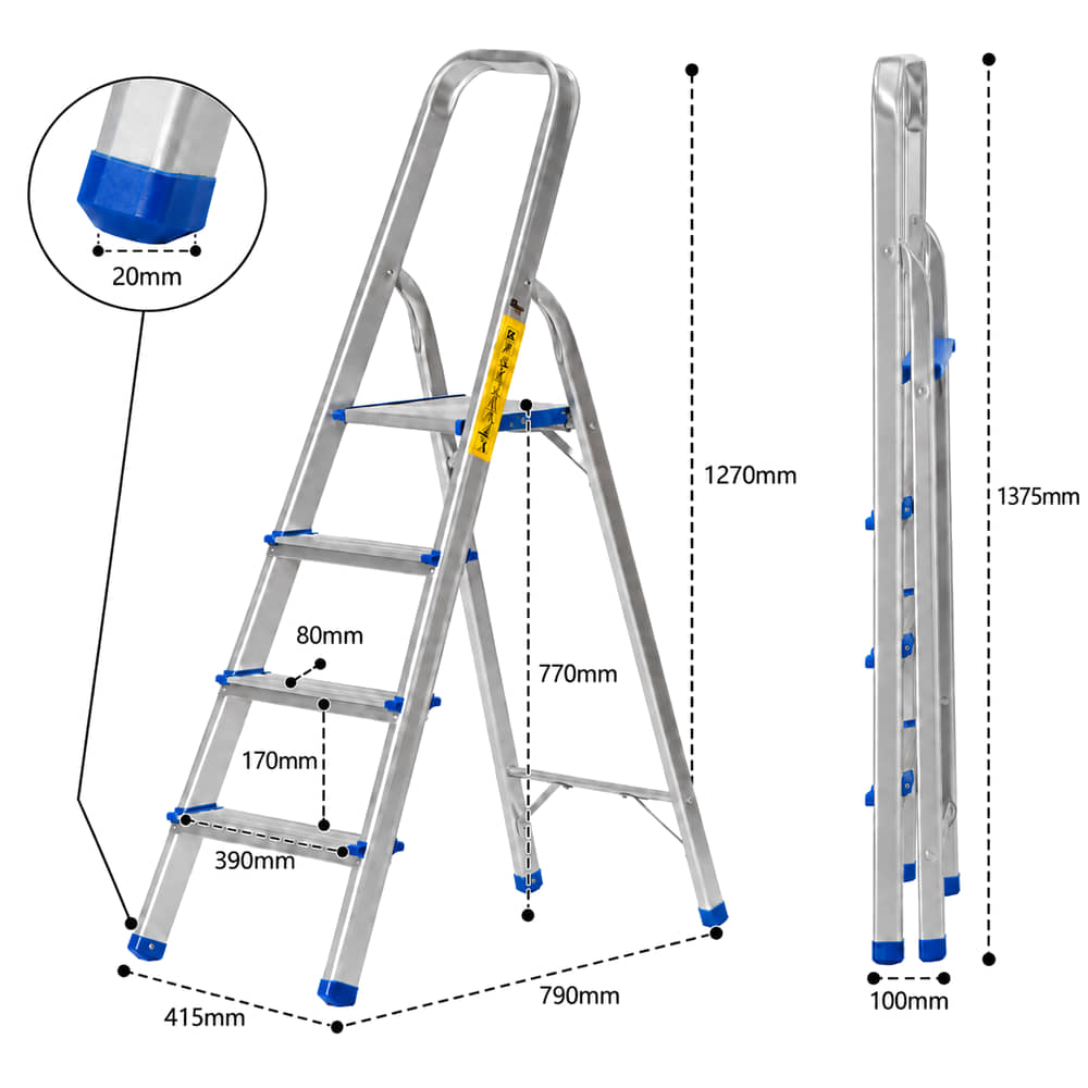 4 Tread Lightweight Aluminium Step Ladder dimensions
