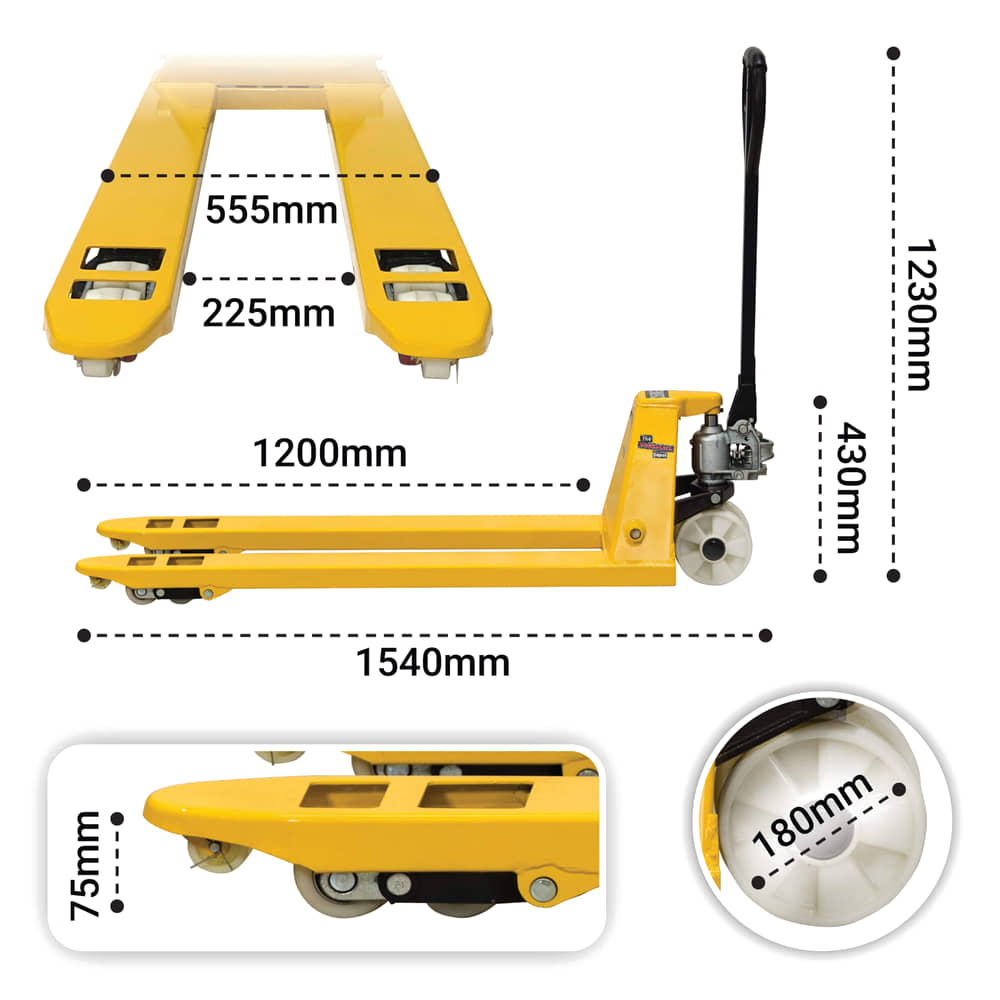 Nylon Wheel Pallet Trolley dimensions