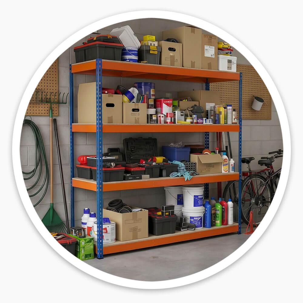 Heavy Duty Garage Racking – 400kg Per Shelf, 1800 × 1800 × 600mm