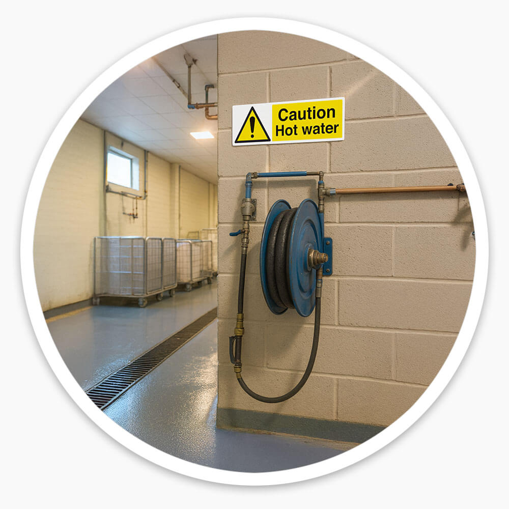 "Danger Very Hot Water" Warning Safety Sign