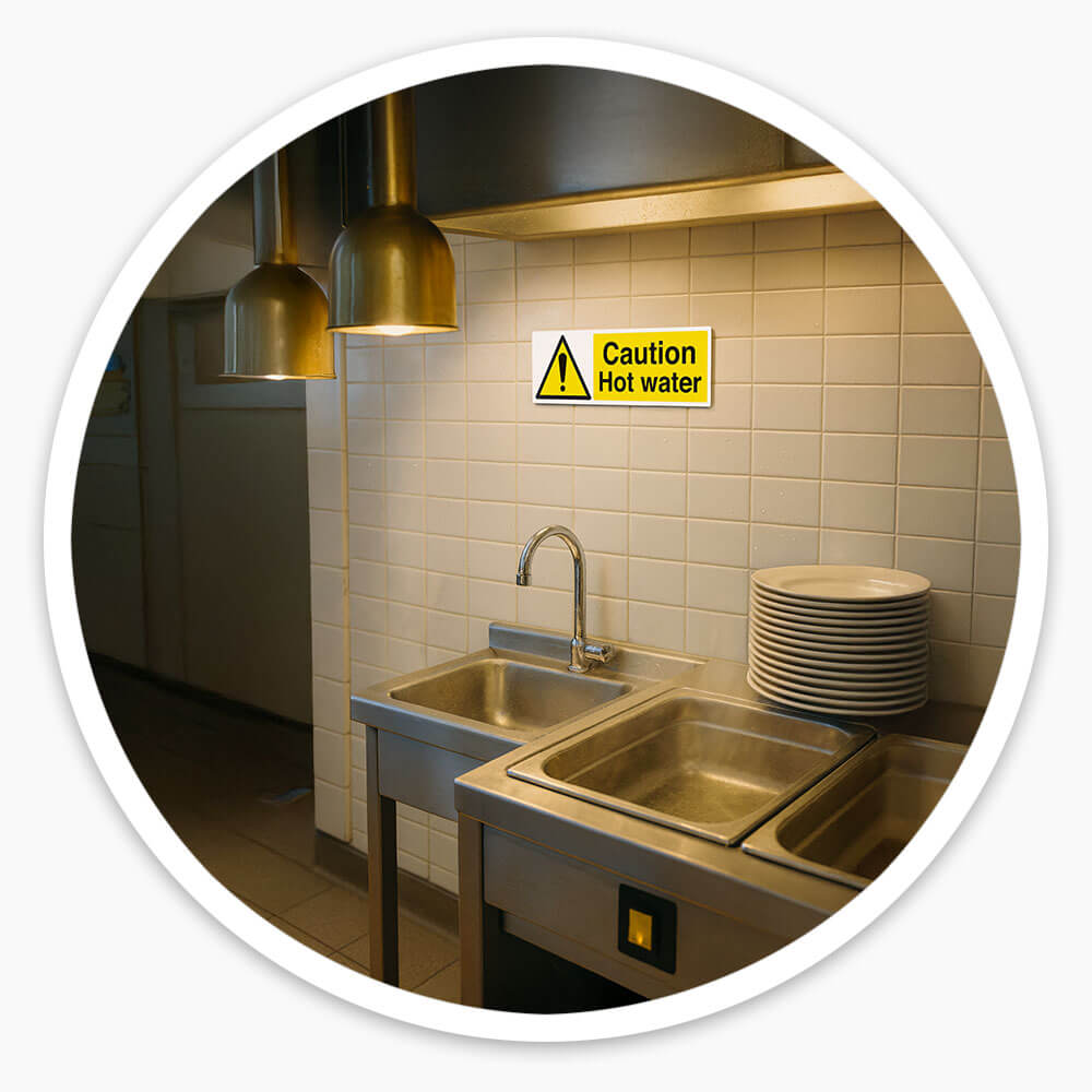 "Danger Very Hot Water" Warning Safety Sign