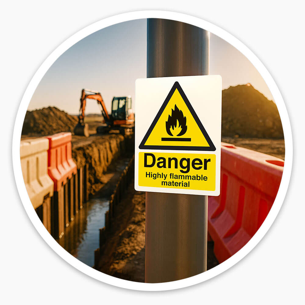 "Danger Highly Flammable" Warning Safety Sign