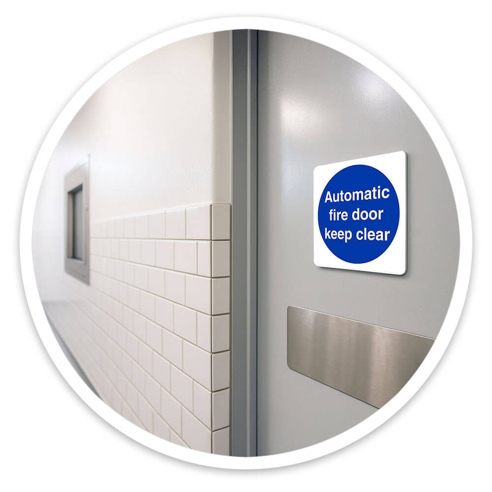 "Automatic Fire Door Keep Clear" Safety Sign