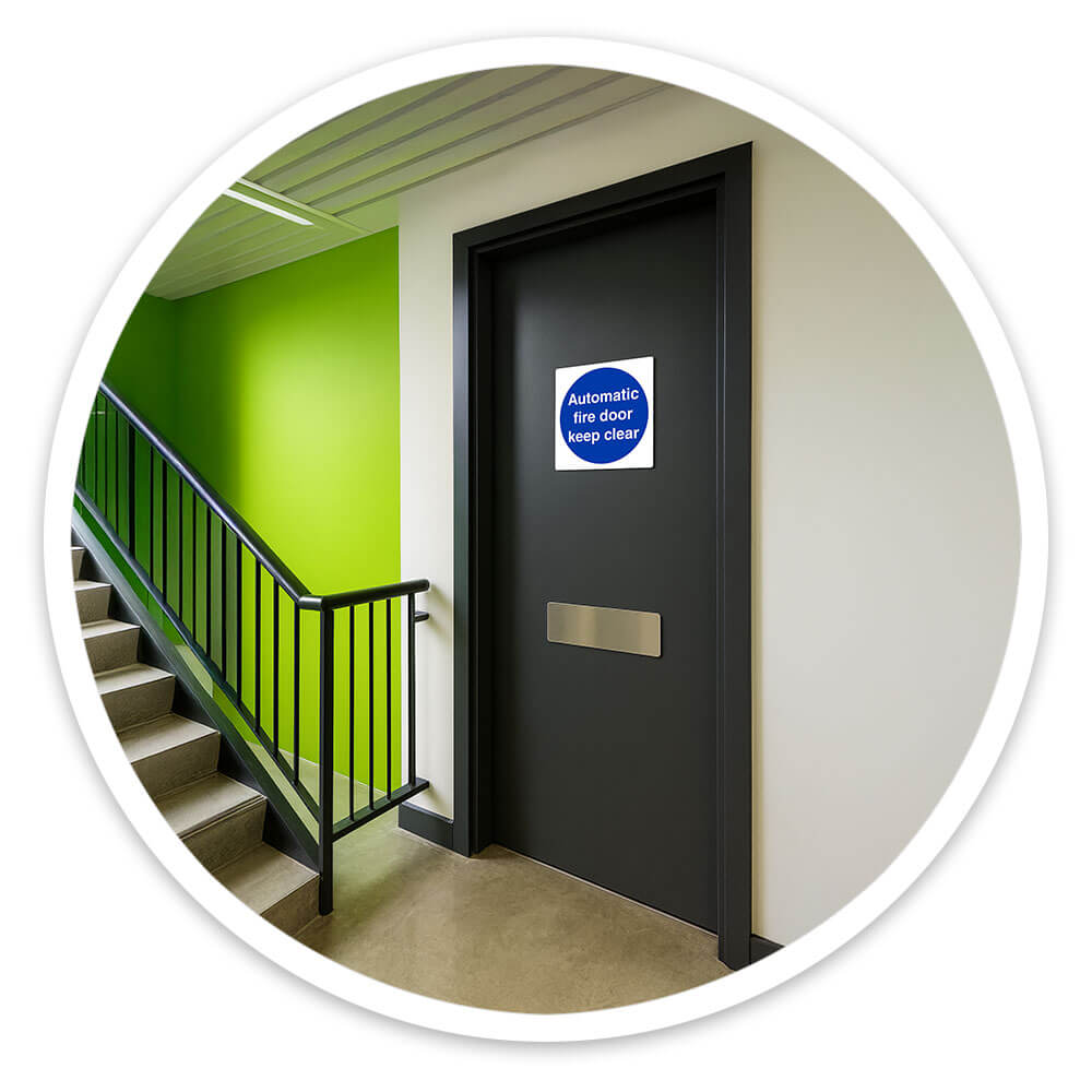 "Automatic Fire Door Keep Clear" Safety Sign
