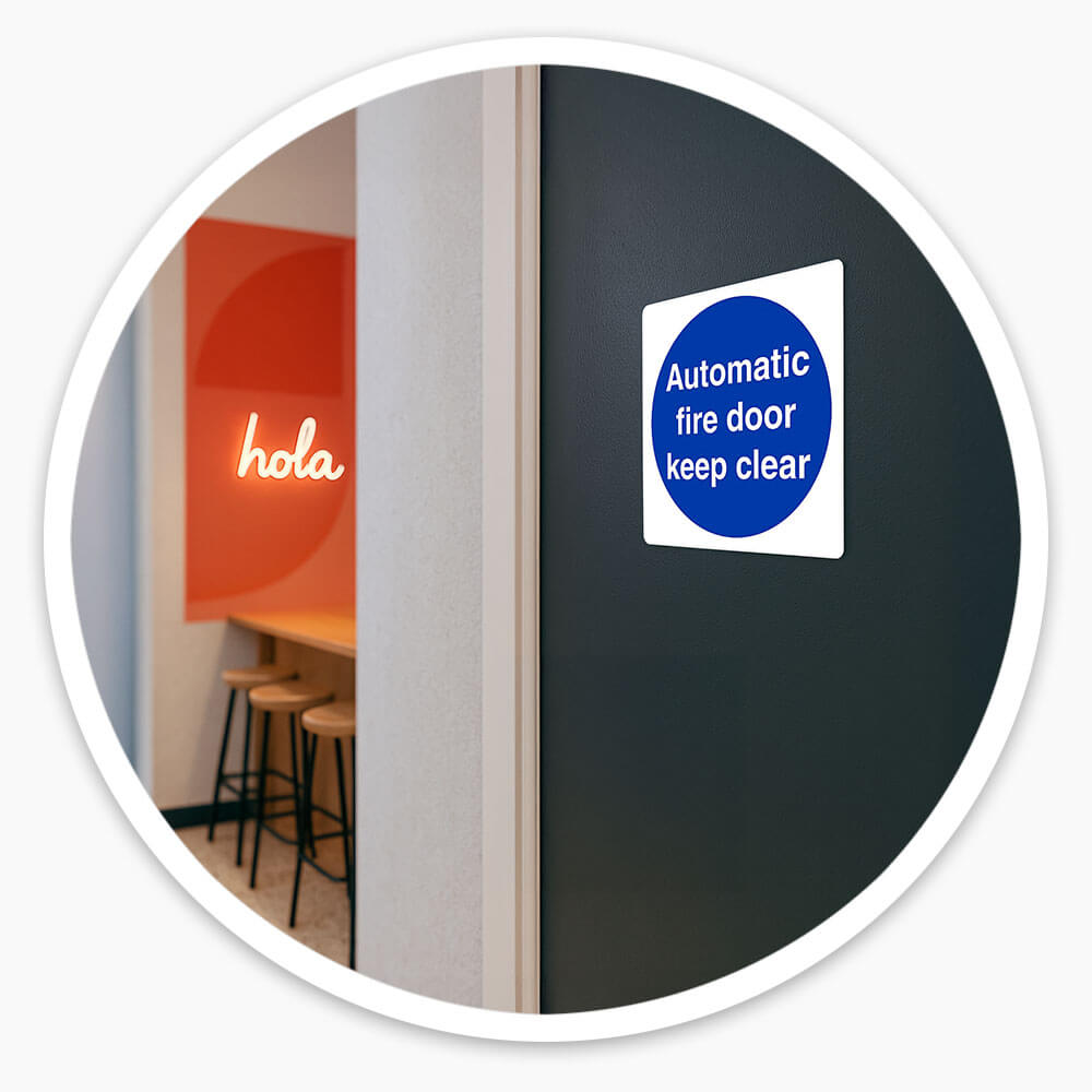 "Automatic Fire Door Keep Clear" Safety Sign