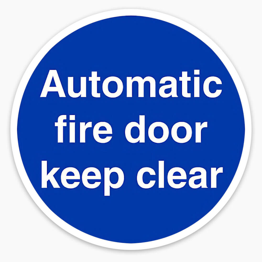 "Automatic Fire Door Keep Clear" Safety Sign
