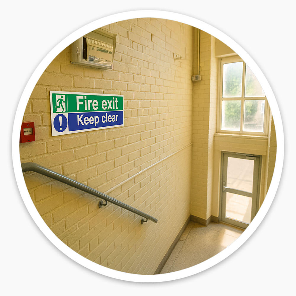 "Fire Exit Keep Clear" Fire Exit Sign