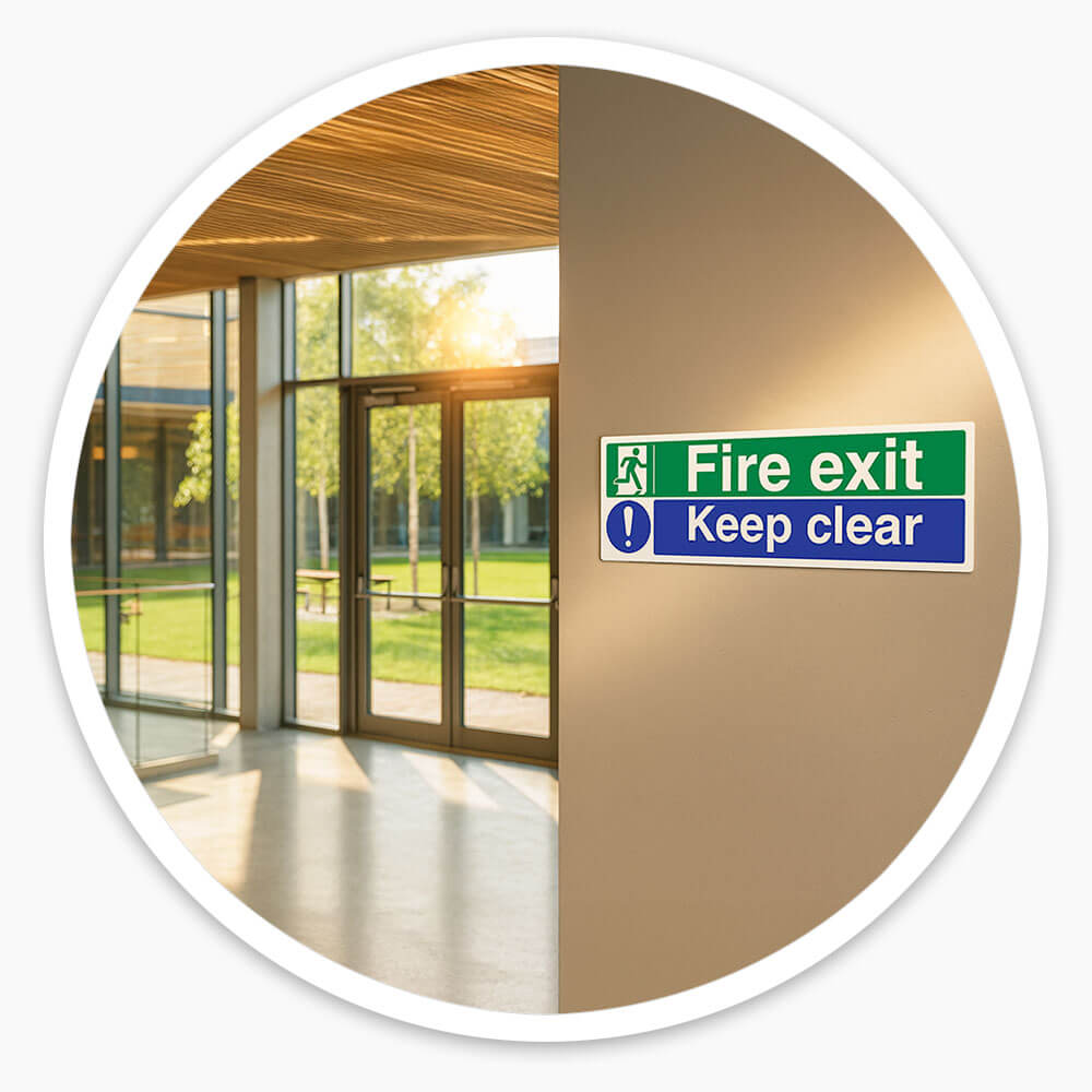 "Fire Exit Keep Clear" Fire Exit Sign