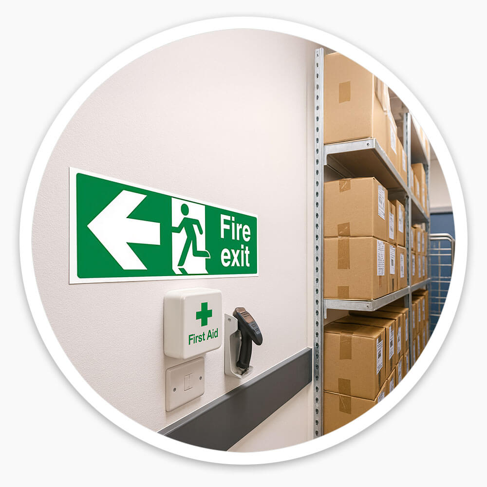 "Fire Exit Arrow Left" Fire Exit Direction Sign