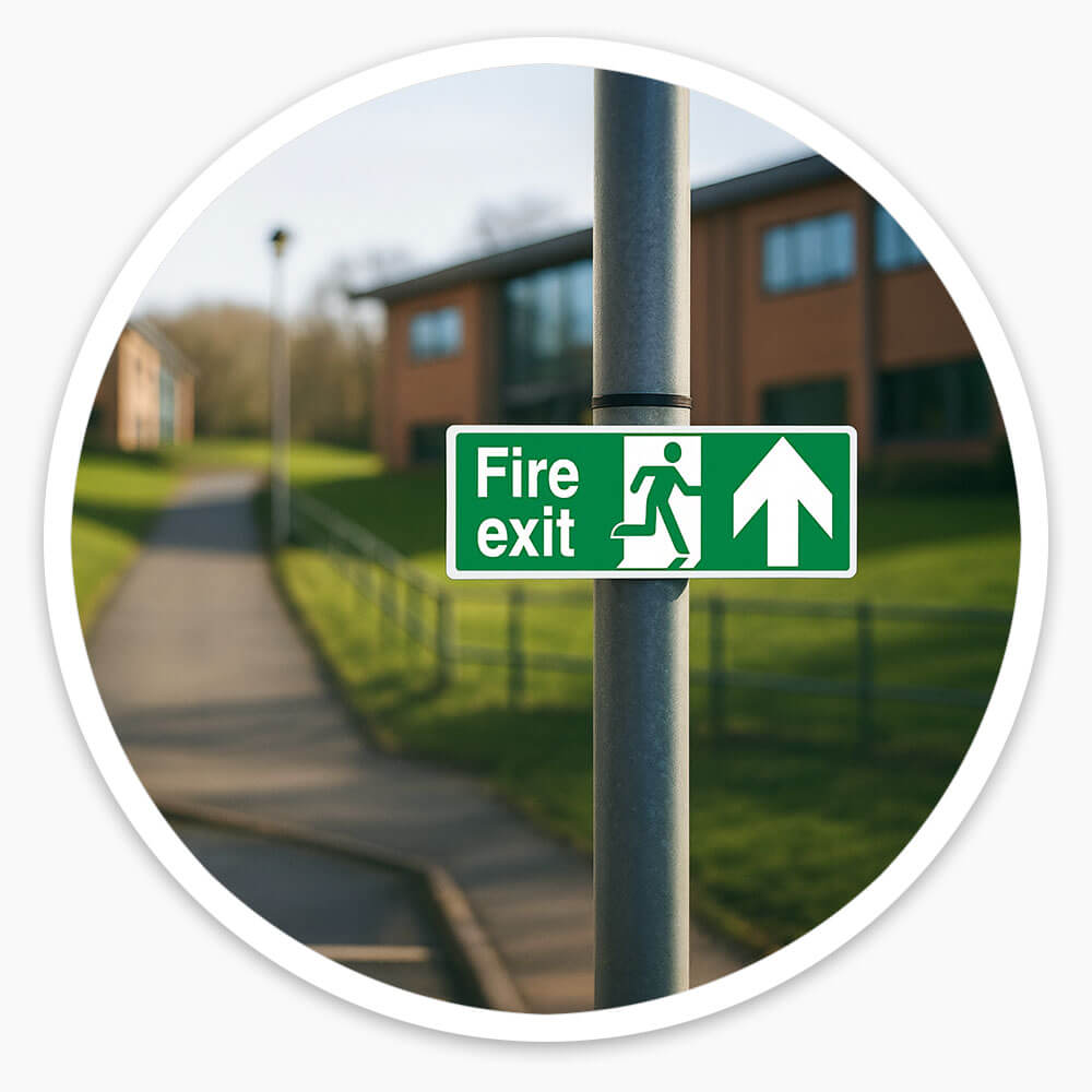 "Fire Exit Up" Fire Exit Direction Sign