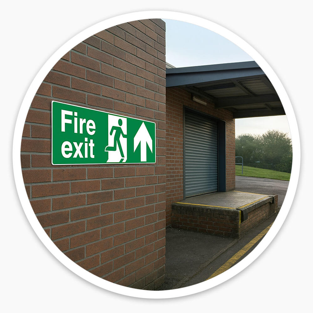 "Fire Exit Up" Fire Exit Direction Sign
