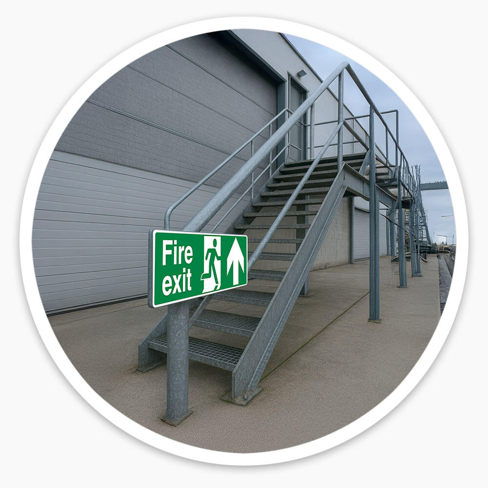 "Fire Exit Up" Fire Exit Direction Sign