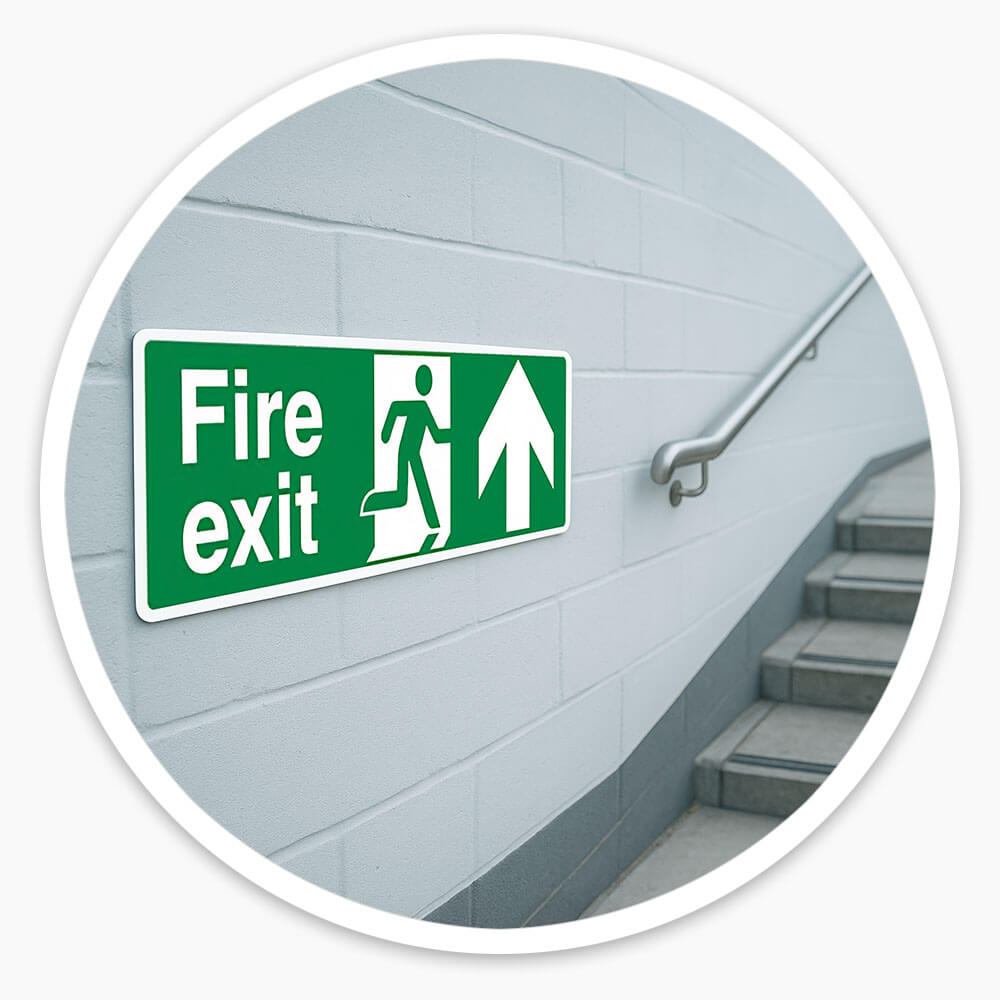 "Fire Exit Up" Fire Exit Direction Sign