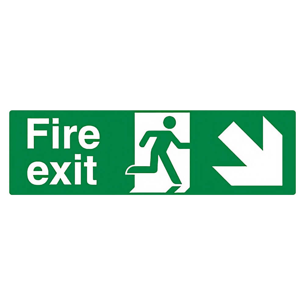"Fire Exit Down Right" Fire Exit Direction Sign