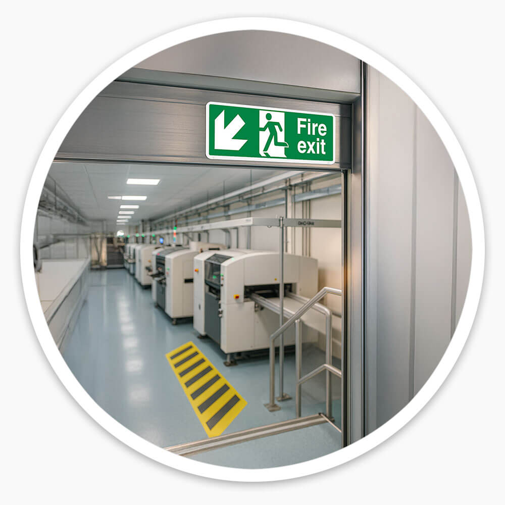"Fire Exit Down Left" Fire Exit Direction Sign