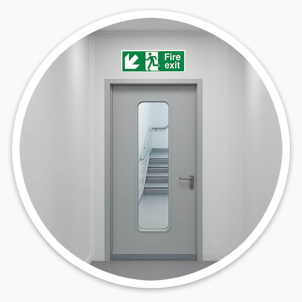 "Fire Exit Down Left" Fire Exit Direction Sign