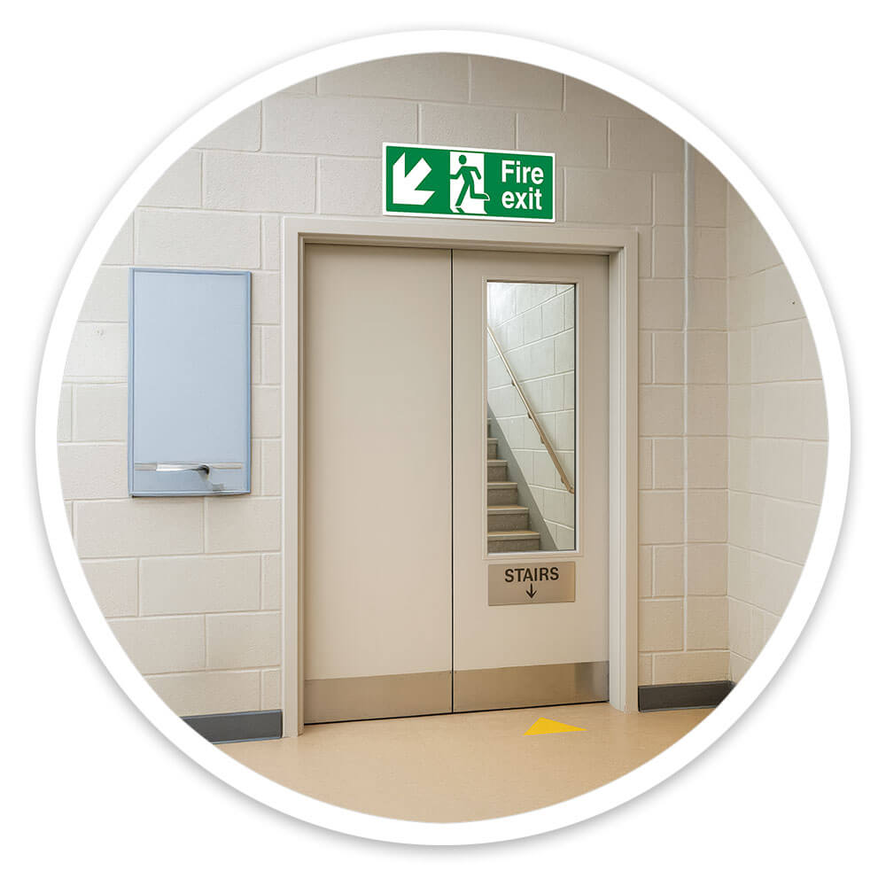 "Fire Exit Down Left" Fire Exit Direction Sign
