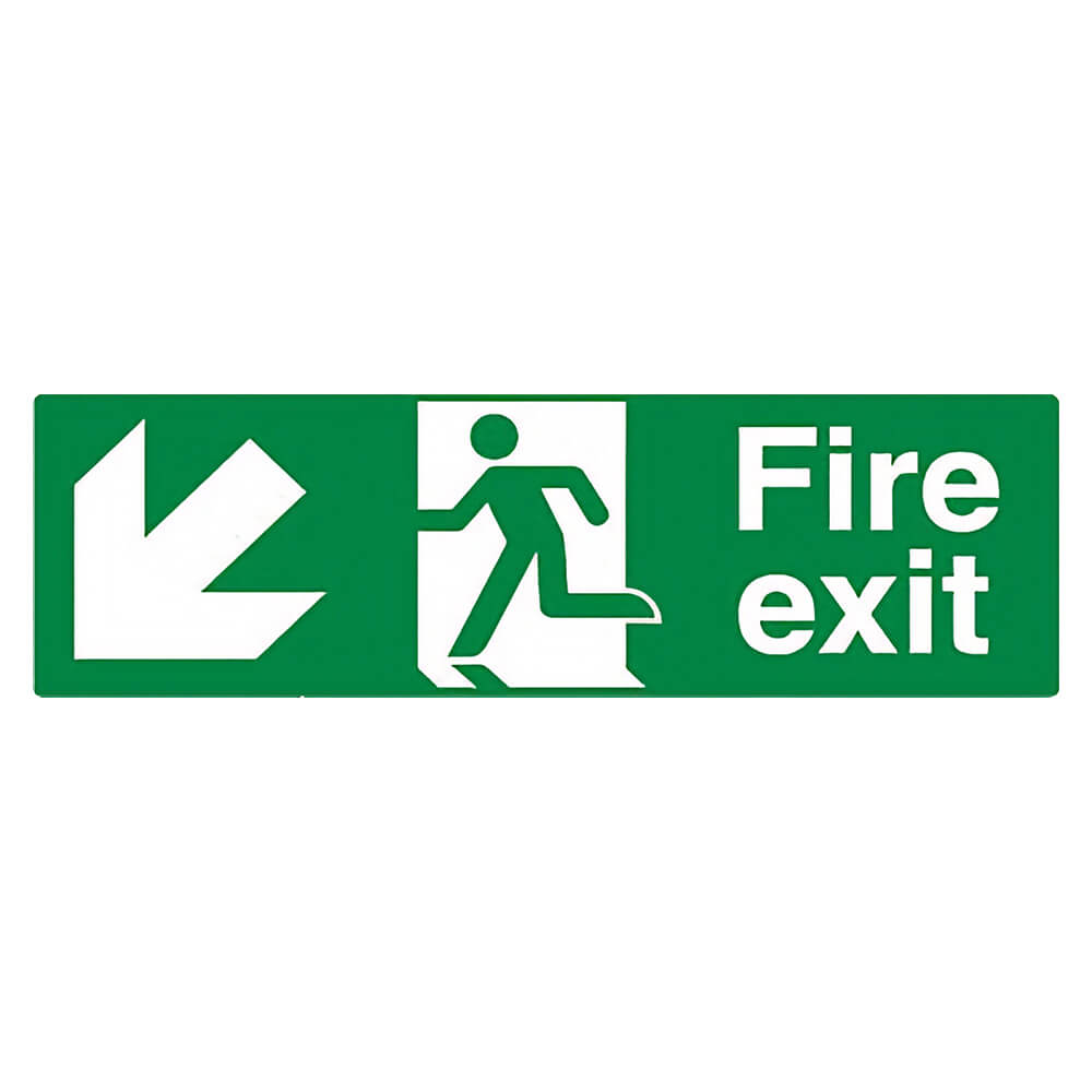 "Fire Exit Down Left" Fire Exit Direction Sign
