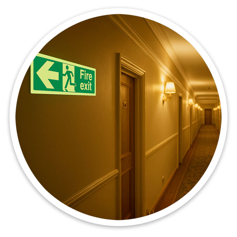 "Fire Exit Left" Glow in the Dark Safety Sign