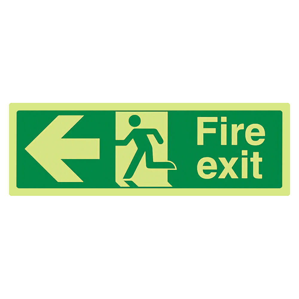 "Fire Exit Left" Glow in the Dark Safety Sign